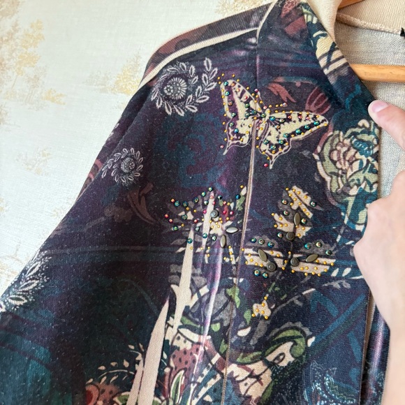 Vintage 90s y2k whimsigoth purple butterfly rhinestone bell sleeve cardigan 2X - Picture 6 of 10